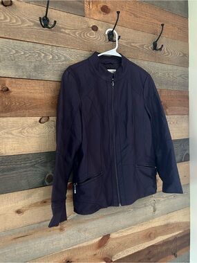 Christopher & Banks Deep Plum Zip-Front Shirt Jacket